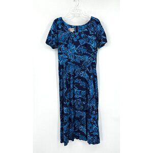 HILO HATTIE midi dress floral island beach made in hawaii aztec tropical M